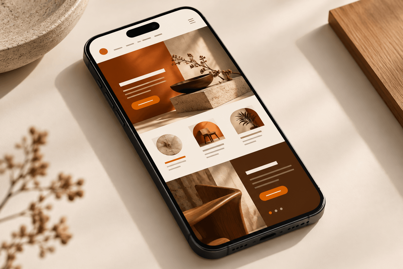 Composição conceitual de landing page em smartphone